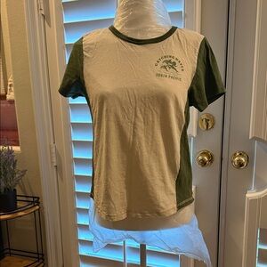 Pilcro Olive and Cream Short Sleeve Tee
